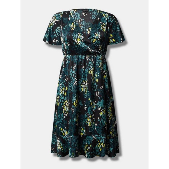 Torrid Multicolor Dotted Bubble Charm Flutter Sleeve Wrap Midi Dress NWT 3X - Picture 4 of 4